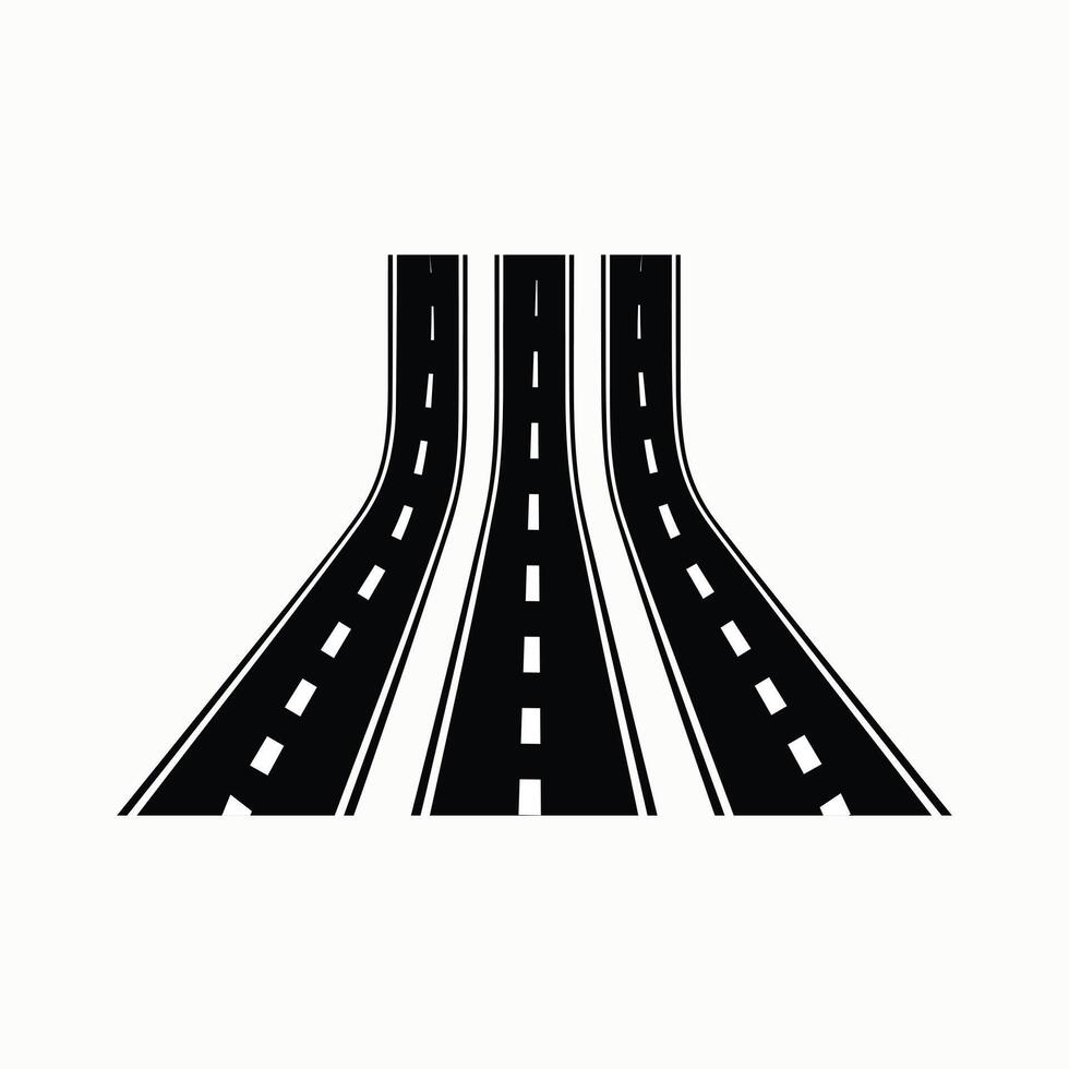 Highway Road Icon Set Black Silhouette Collection for Transportation and Infrastructure vector