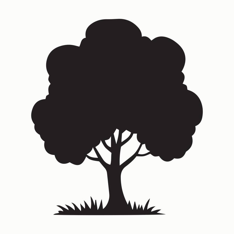 Small leafy tree icon in black silhouette with round top vector