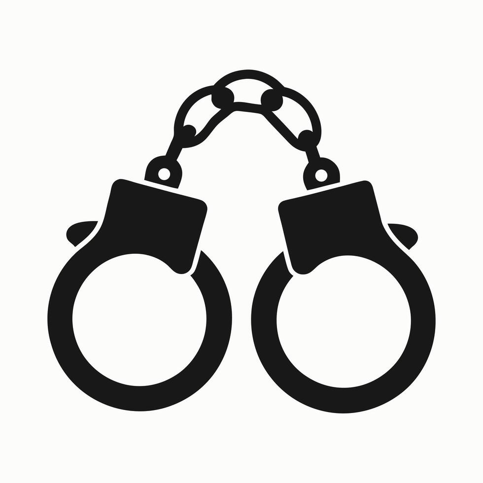 Handcuffs silhouette for security or law enforcement theme vector