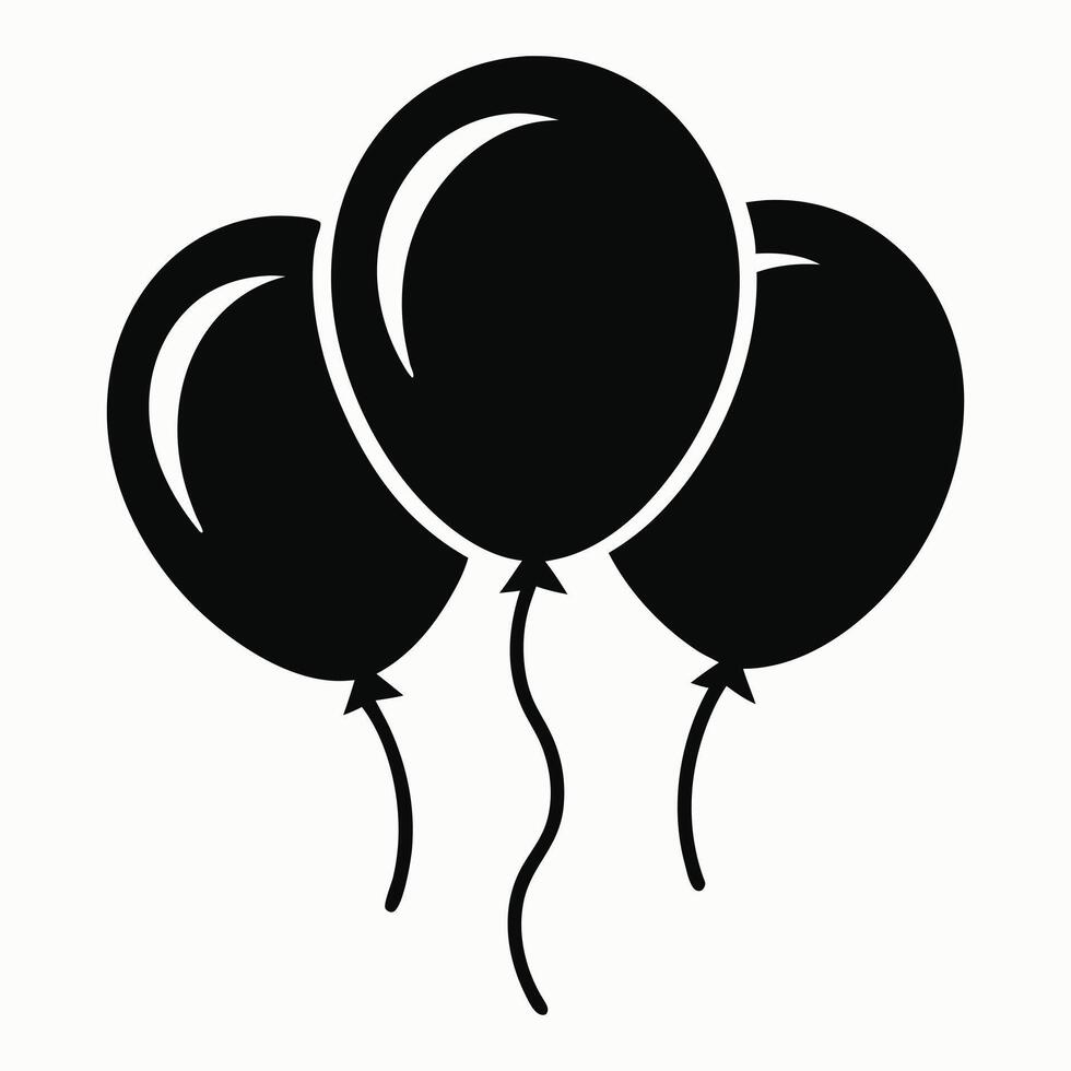 Group of three black balloons icon for party and festive designs vector