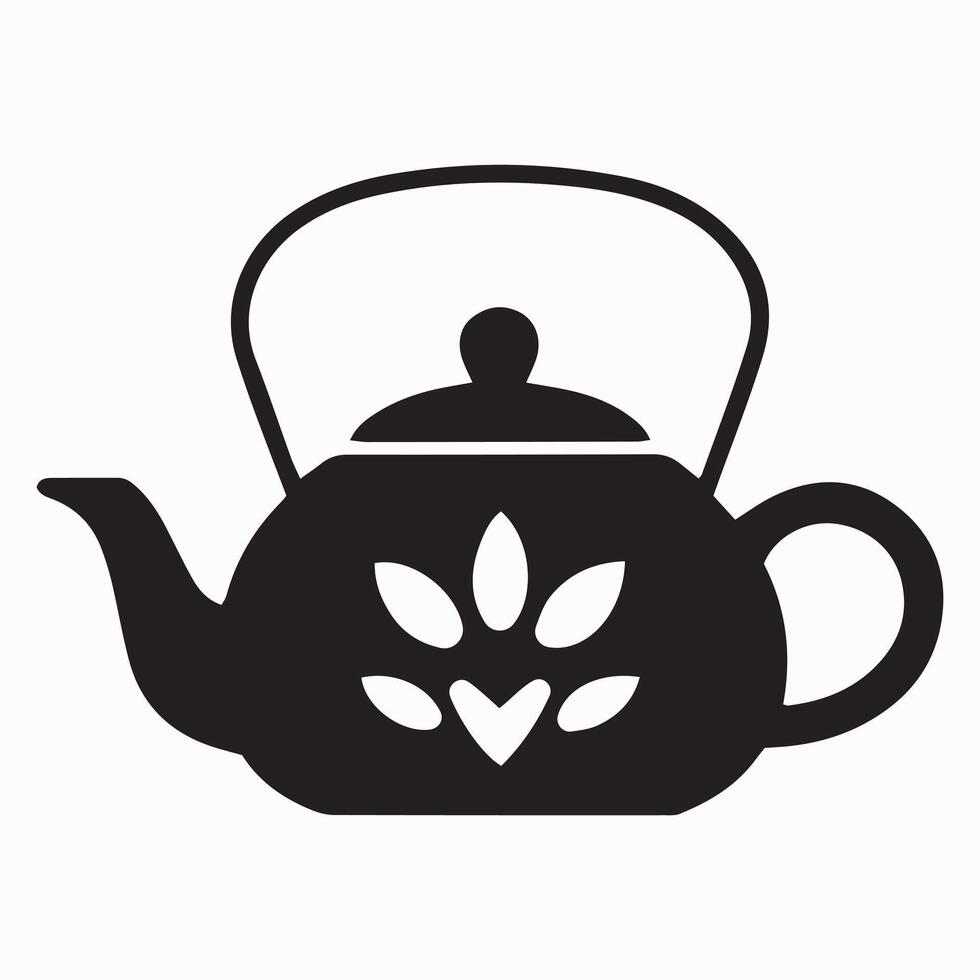 Teapot with flower design in black vector