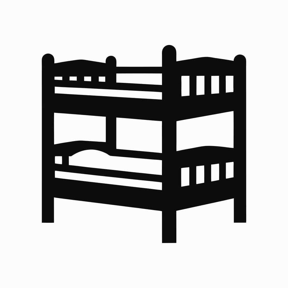 Bunk bed silhouette ideal for kids room or dormitory concepts vector