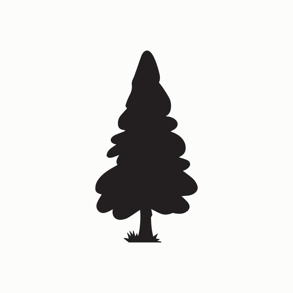 Black silhouette of a tall pine tree for nature or forest themes vector