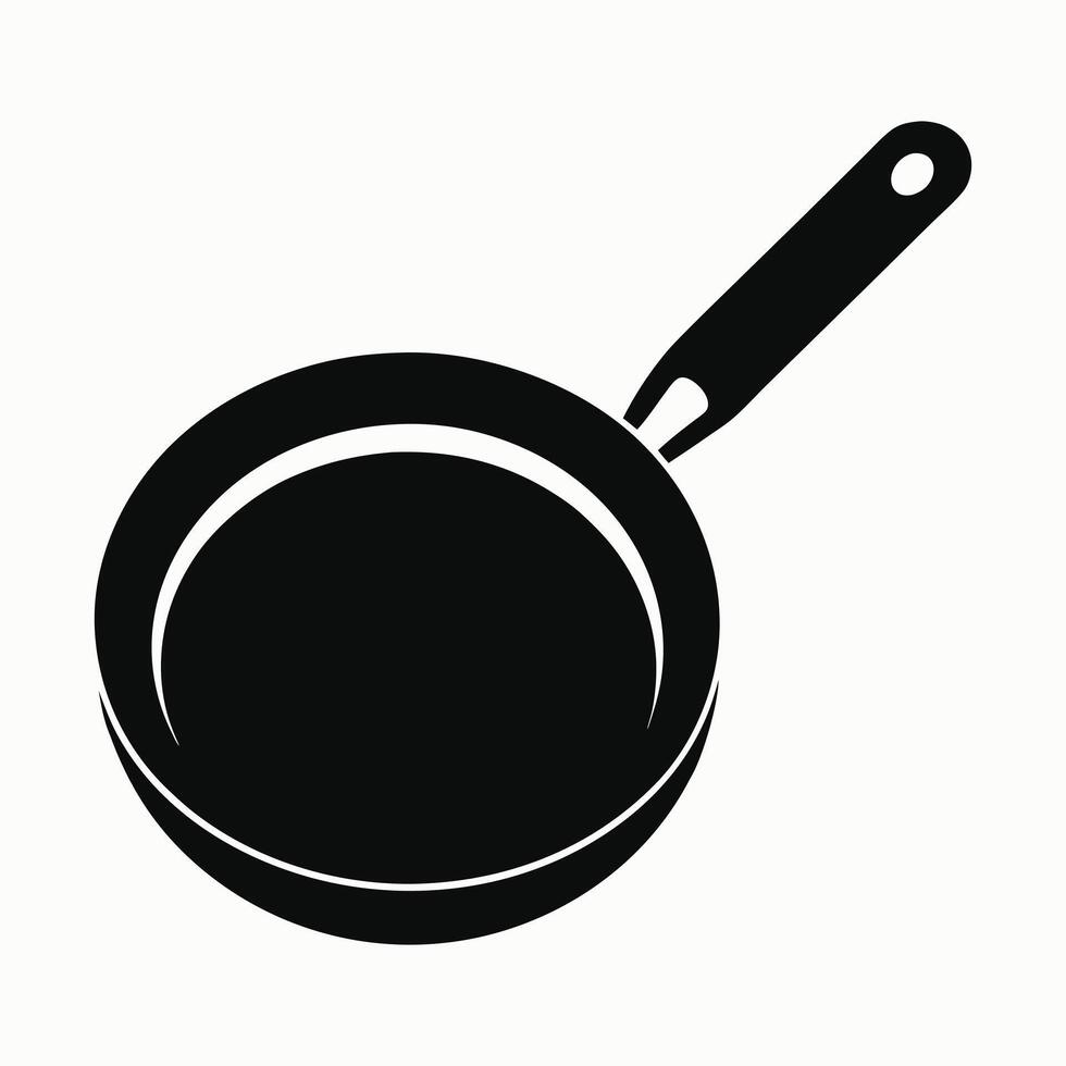 Simple frying pan icon with handle for cooking concept vector