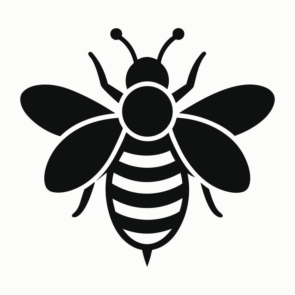 Bee silhouette for nature and pollination concepts vector
