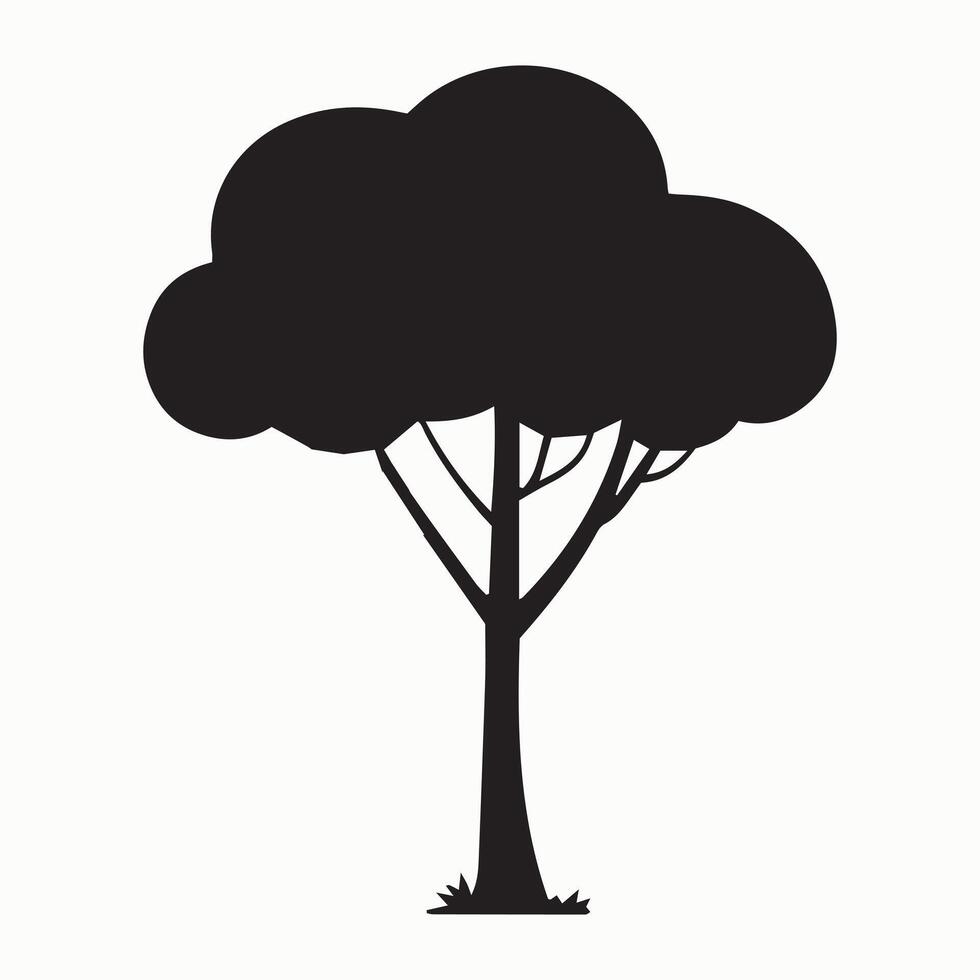 Simple tree icon with rounded top and straight trunk vector