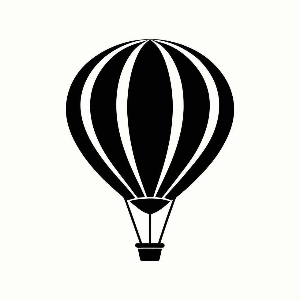 Hot air balloon with minimal outline floating up vector