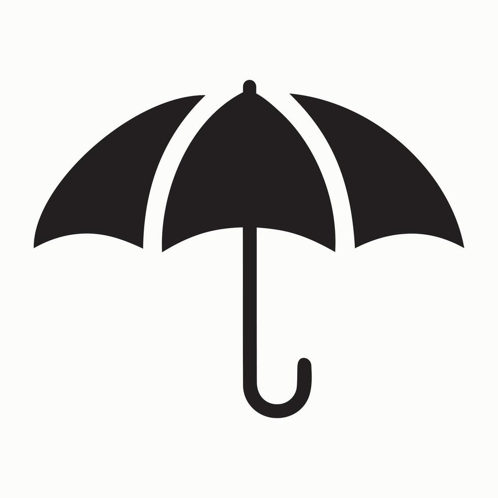 Umbrella Icon Set in Black Silhouette for Rain and Weather Designs vector