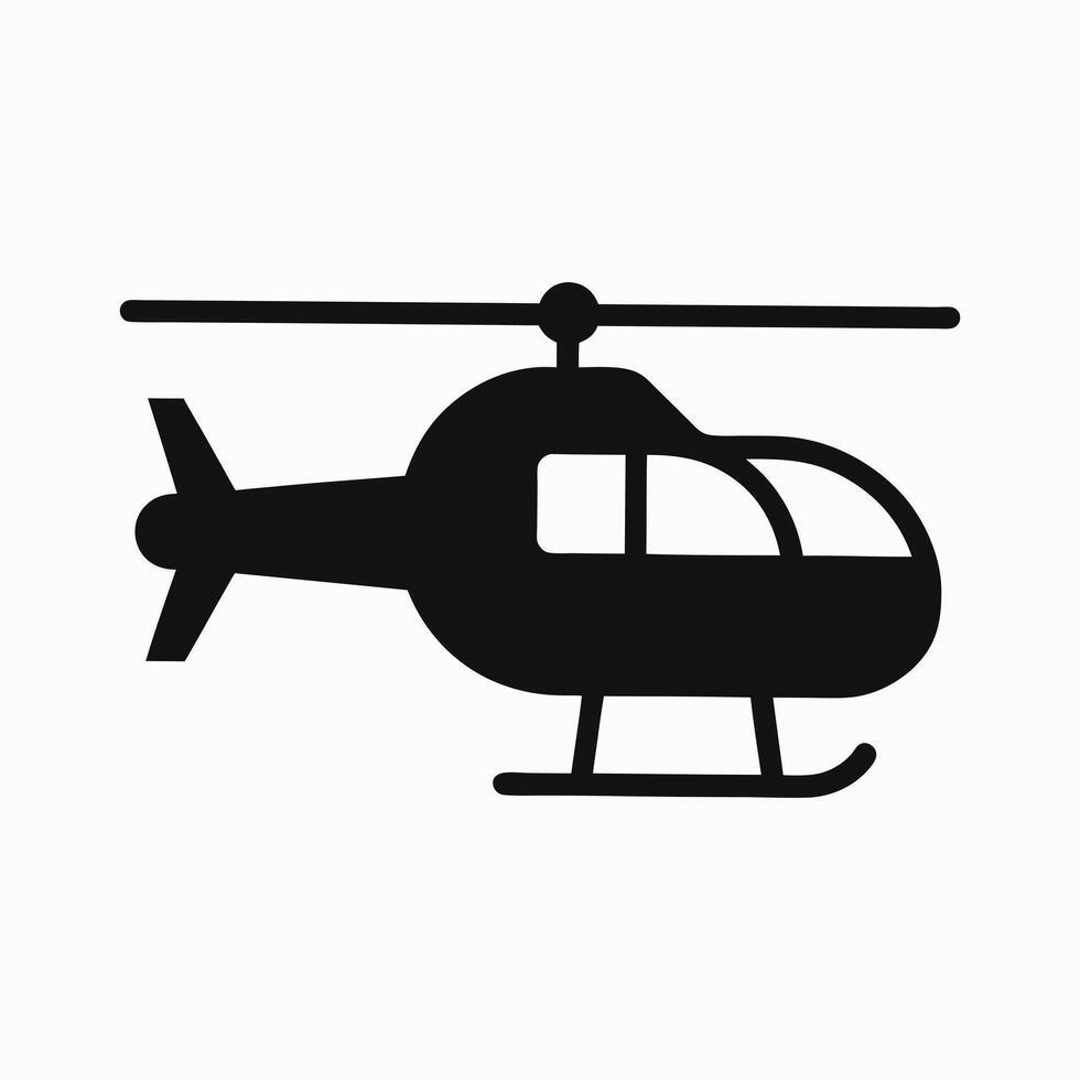 Side view of a helicopter silhouette in flight vector
