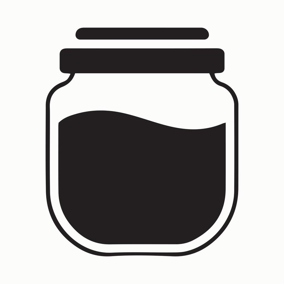 Round glass container with lid and preserved food illustration vector