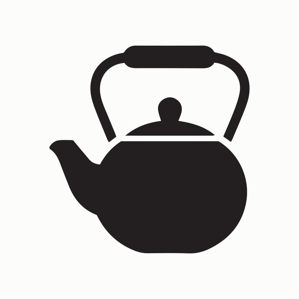 Black teapot icon with round body and classic lid vector