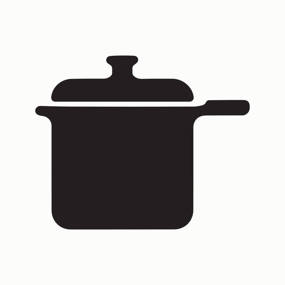 Cooking Pot Icon Set in Black Silhouette for Kitchen and Culinary Use vector