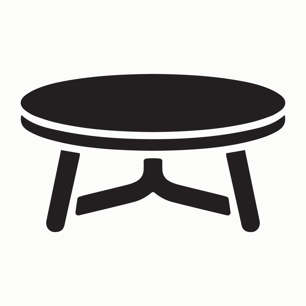 Black table icon with thick legs and modern style vector