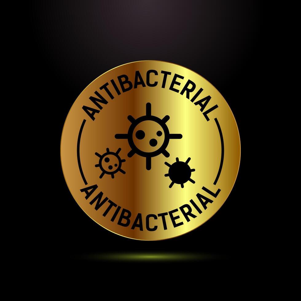 Antibacterial icon illustration, Hygiene symbol in gold color style vector