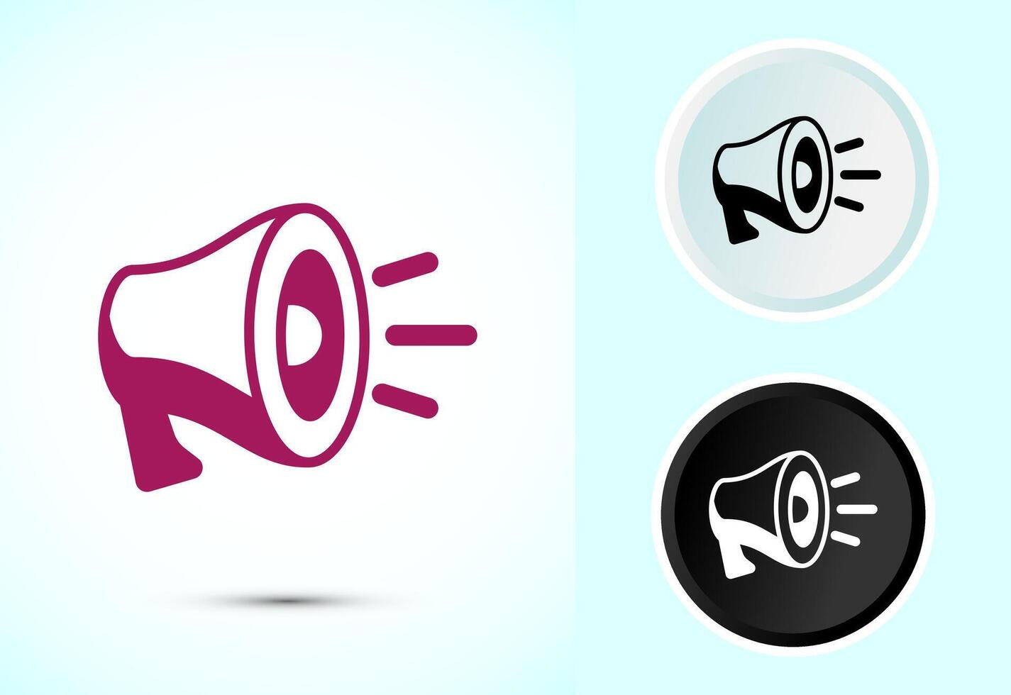 Megaphone icon illustration, Loudspeaker icon, Shout announce sign symbol in color black and white vector