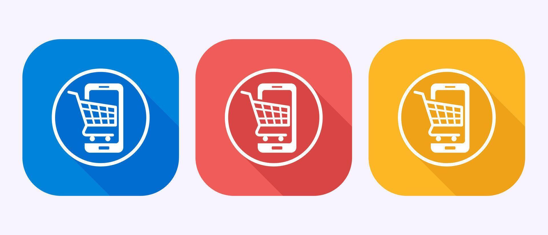 Online shopping icon design. Shopping sign symbol in shadow button design vector
