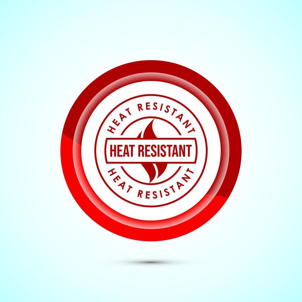 Heat resistant icon design illustration, Heat resistant label sign symbol, Red color button design vector