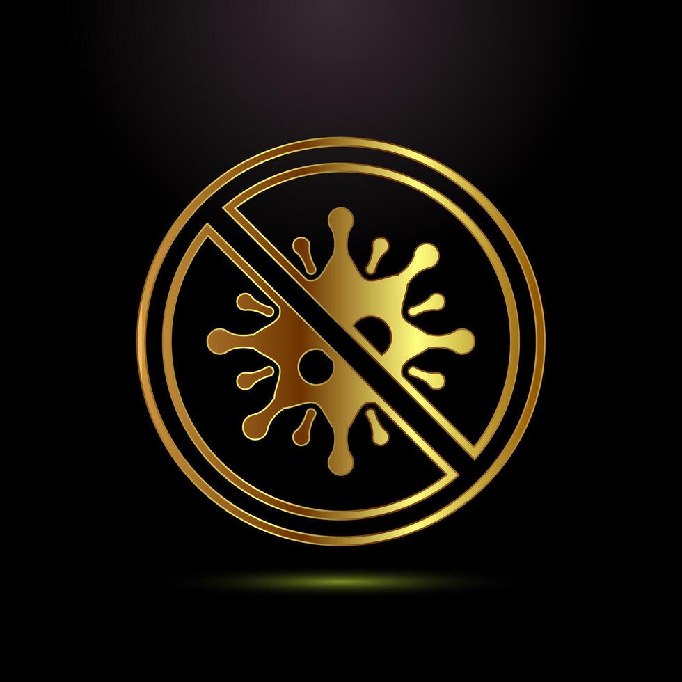 Antibacterial icon design, Hygiene label in gold color style vector