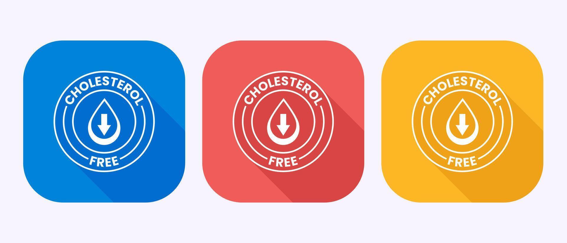 Cholesterol free icon, Cholesterol free logo badge in shadow button design vector