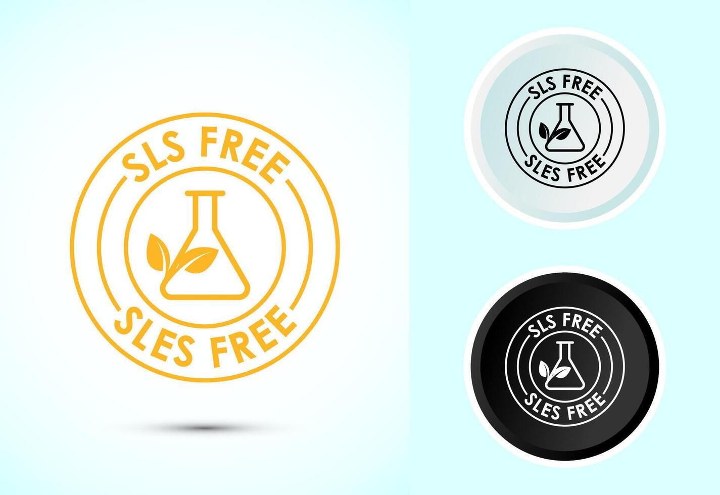 SLS free icon illustration, SLS and SLES free label badge for web, Color black and white vector
