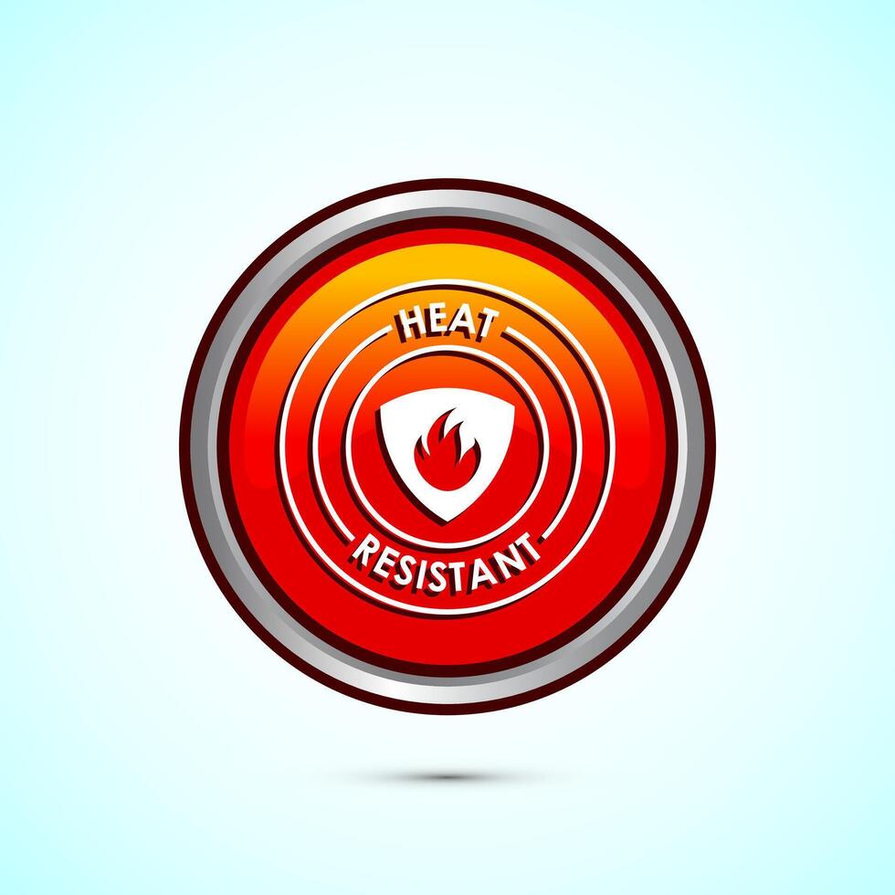 Heat resistant icon design illustration, Heat resistant label sign symbol, Orange color round button design vector