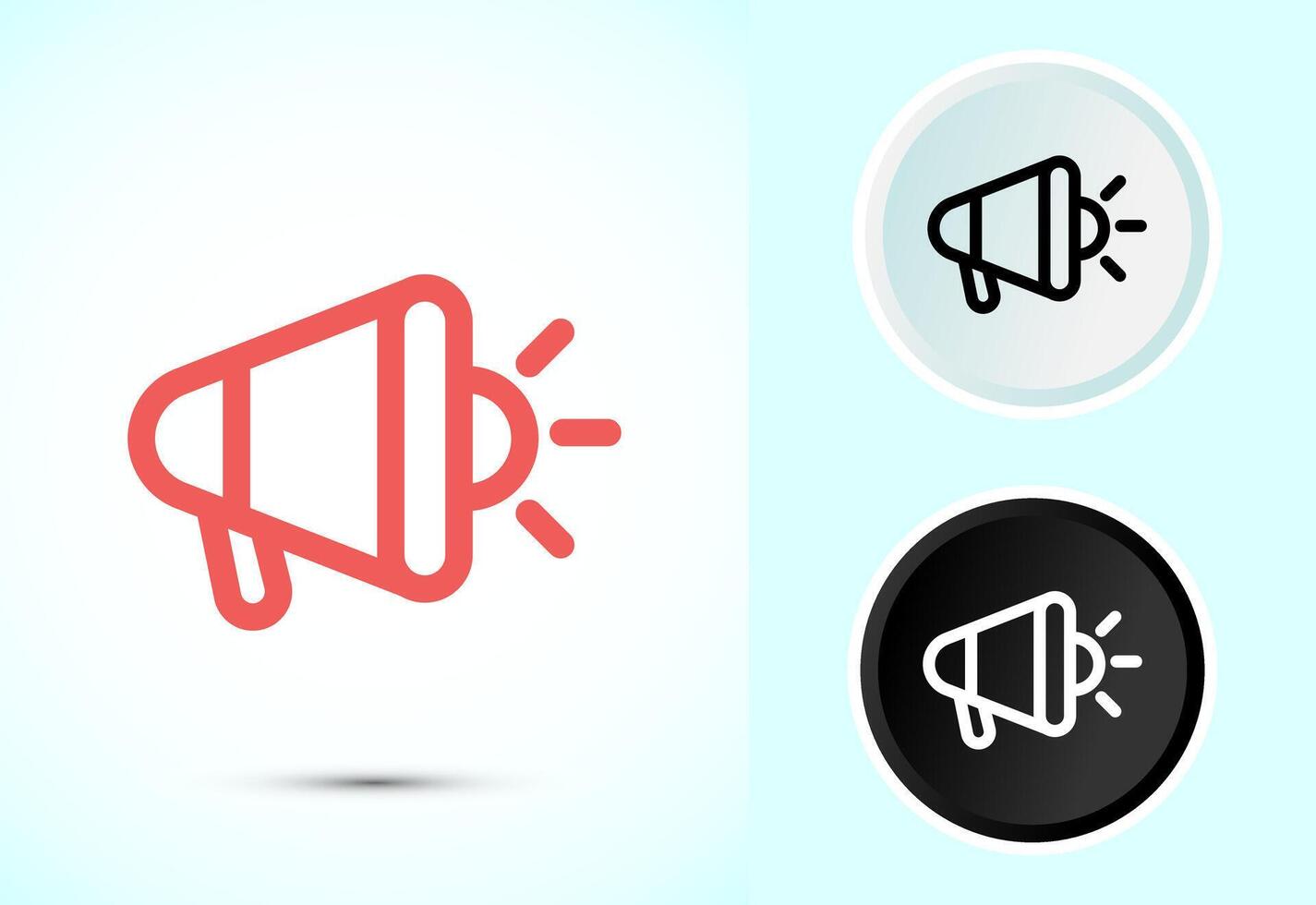 Megaphone icon design, Loudspeaker icon, Shout announce sign symbol in color black and white vector