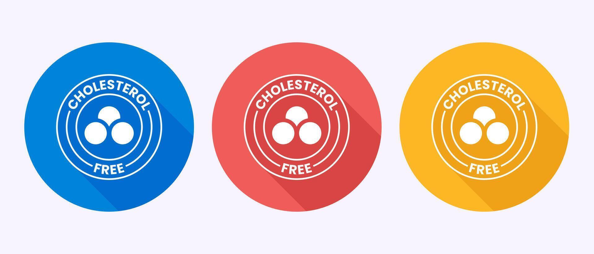Cholesterol free icon, Cholesterol free badge label in shadow button design vector