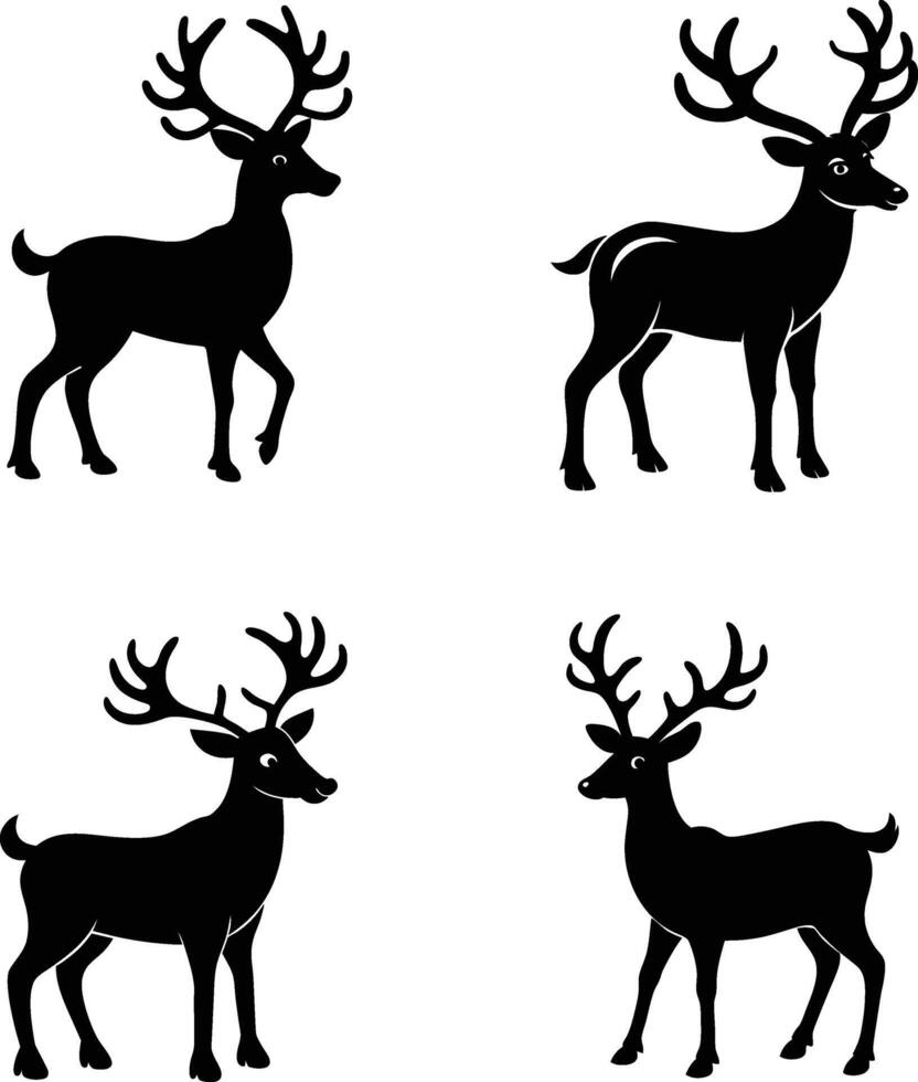 Christmas reindeer with Santa Claus Silhouette vector