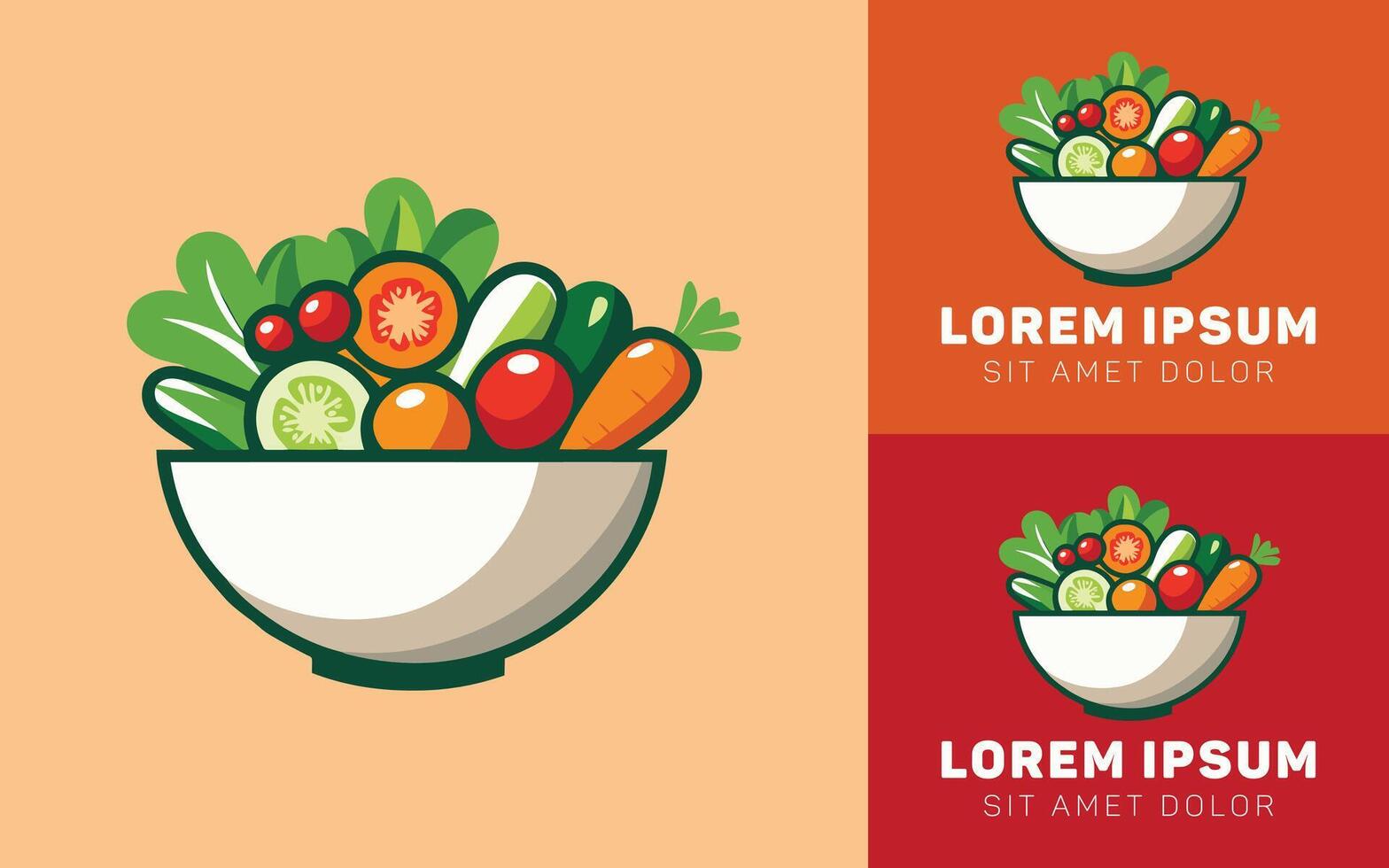 Modern Salad Bowl Logo with Minimal Cartoon Look vector