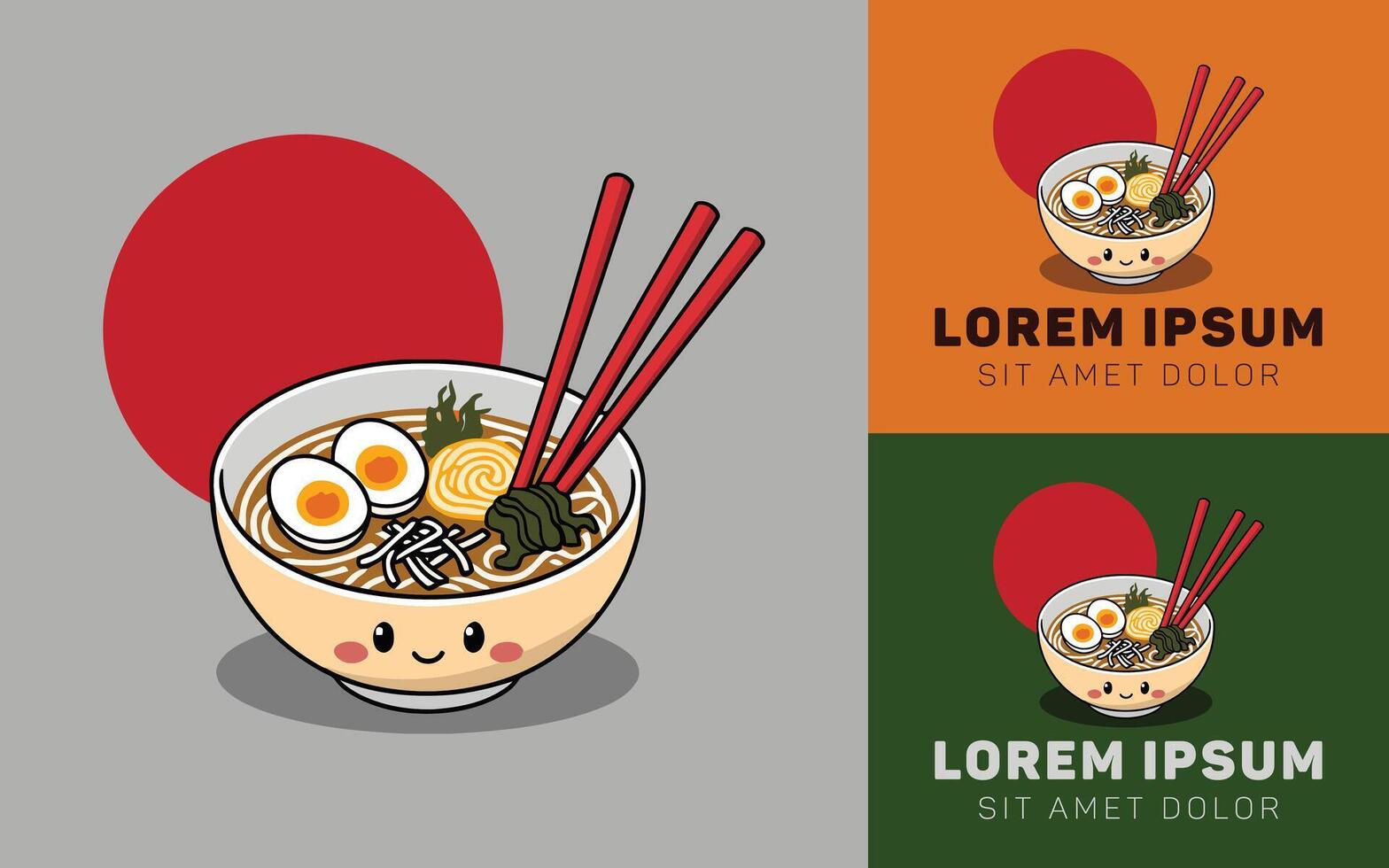 Minimalist Ramen Noodle Bowl Icon with Fun Expression vector
