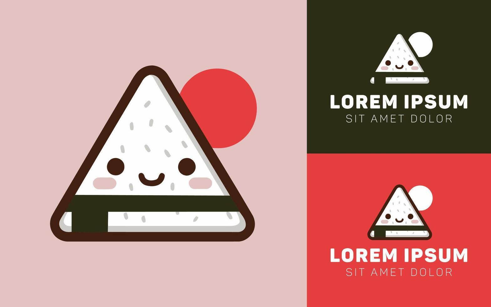 Modern Japanese Onigiri Icon Logo Minimal and Playful Style vector