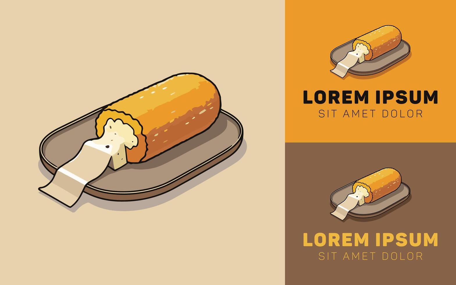 Crunchy Kroket Icon Logo in Fun Cartoon Style vector