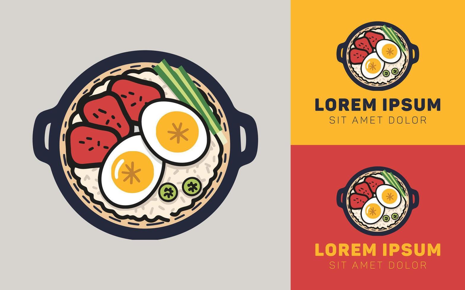 Simple Donburi Icon Cartoon Style Minimalist vector