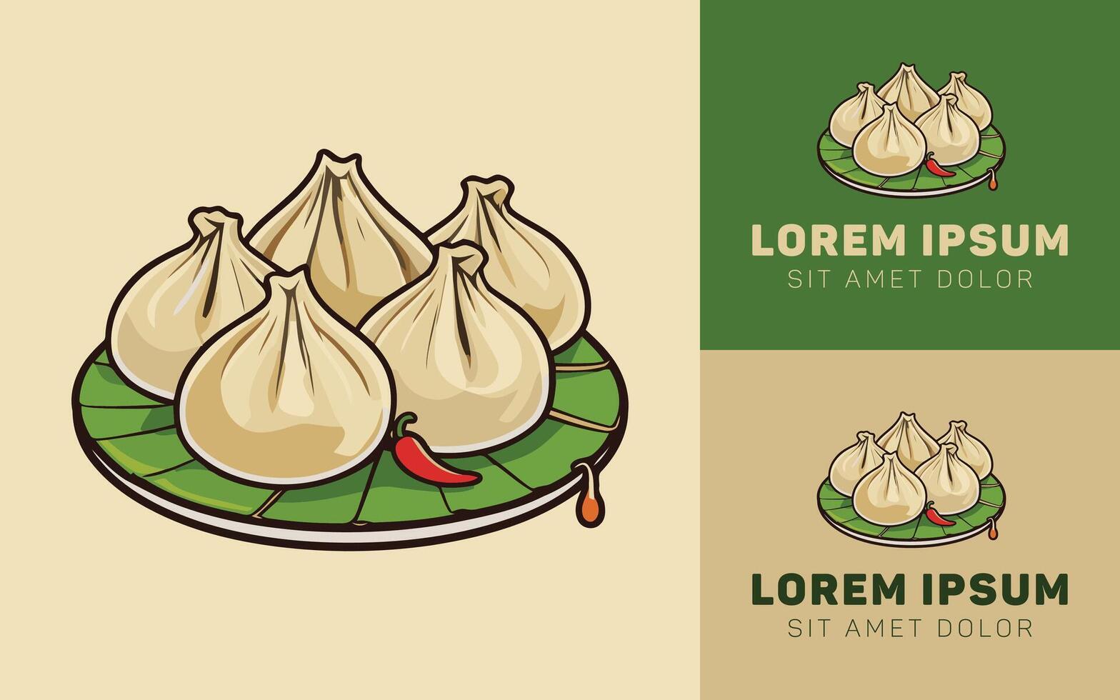 Simple Siomay Dumpling Icon Logo in Fun Style vector