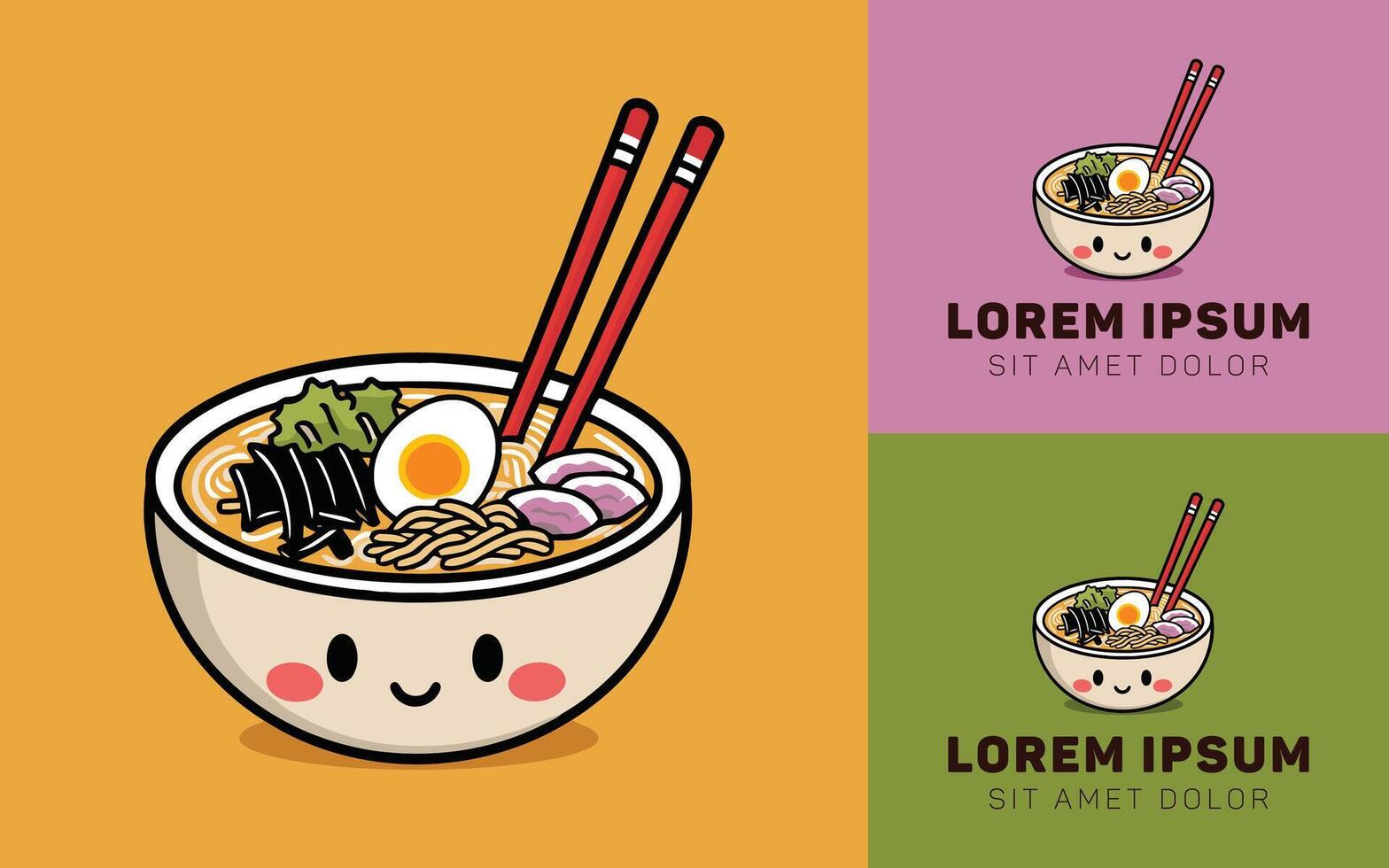 Japanese Happy Ramen Bowl Cartoon Icon Minimal Style vector