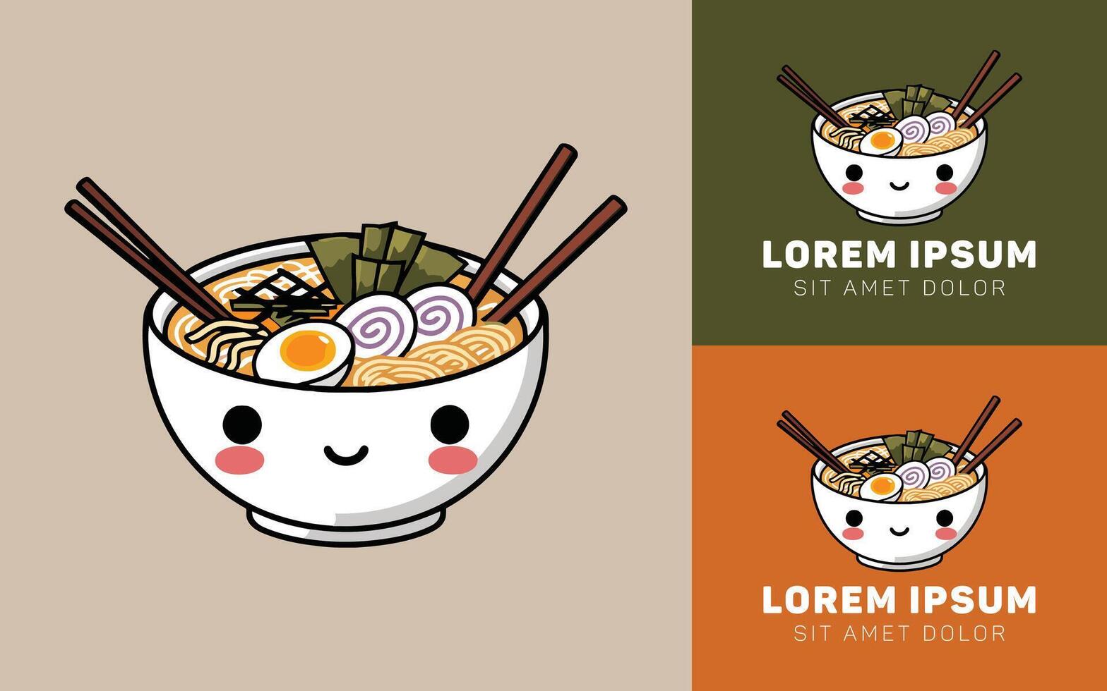 Simple Japanese Ramen Bowl Cartoon Logo in Japanese Style vector