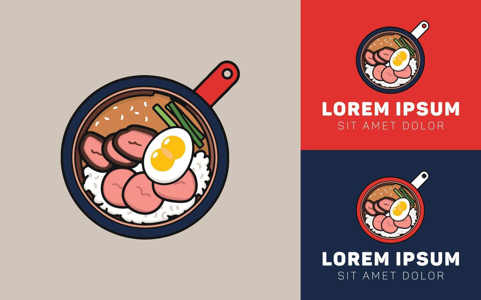 Japanese Donburi Cartoon Icon in Minimal Form vector