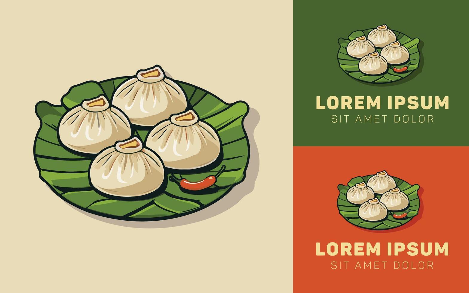 Smiling Siomay Character Logo in Simple Design vector