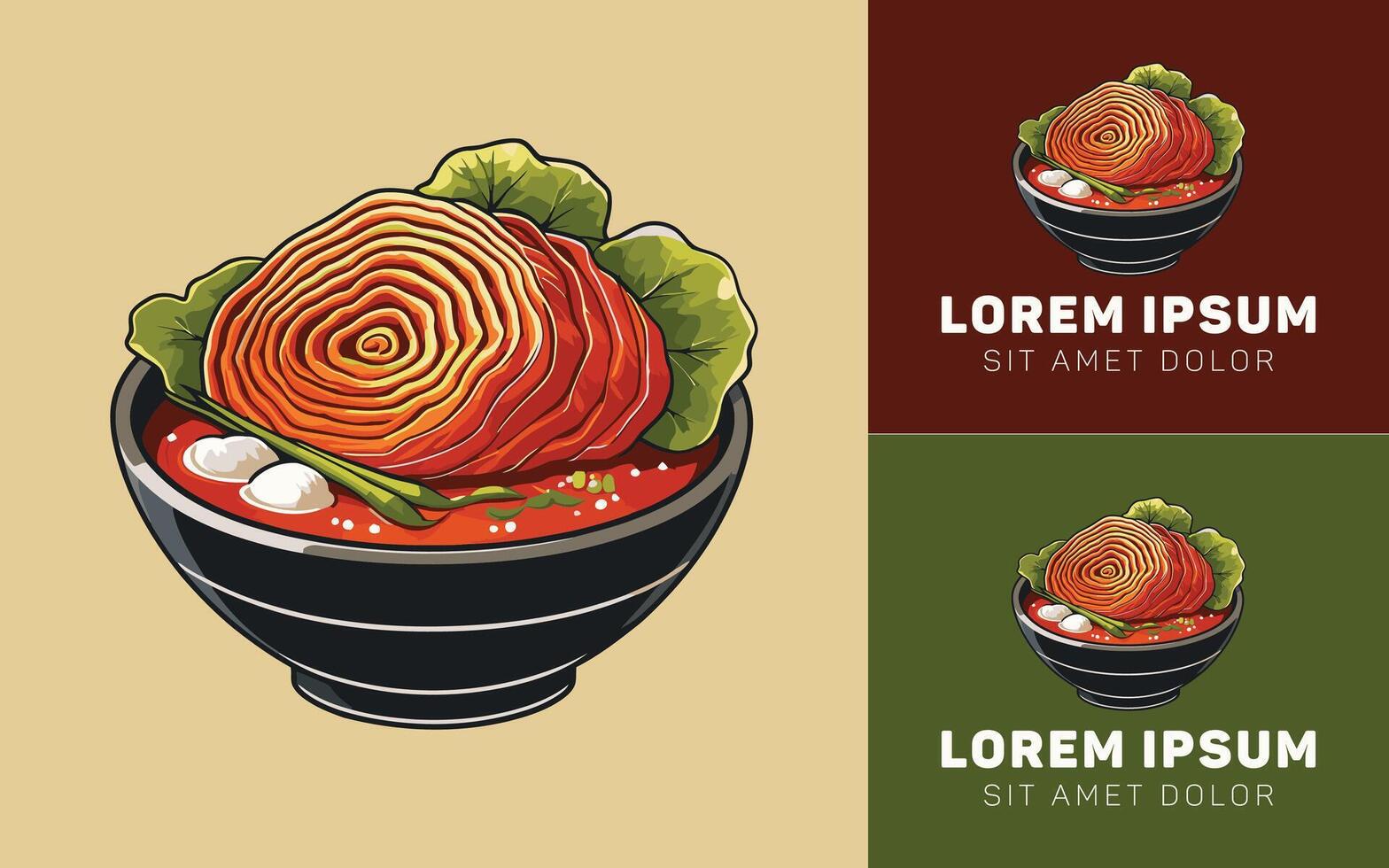 Minimalist Kimchi Bowl Logo Japanese Korean Inspired vector