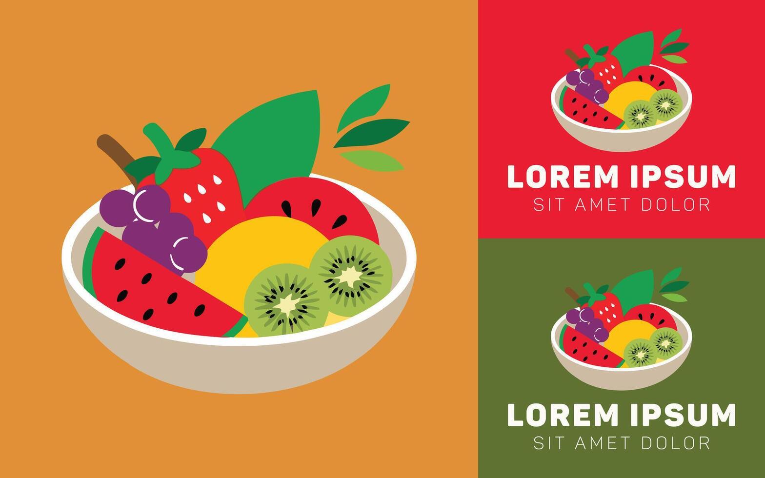 Fresh Salad Bowl Logo Icon Minimalist Style vector