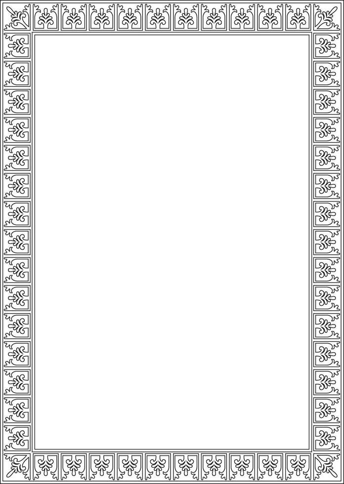 black contour square classic byzantine ornament. Rectangle, border, Ancient Greece, Eastern Roman Empire frame. Decoration Russian Orthodox Church vector
