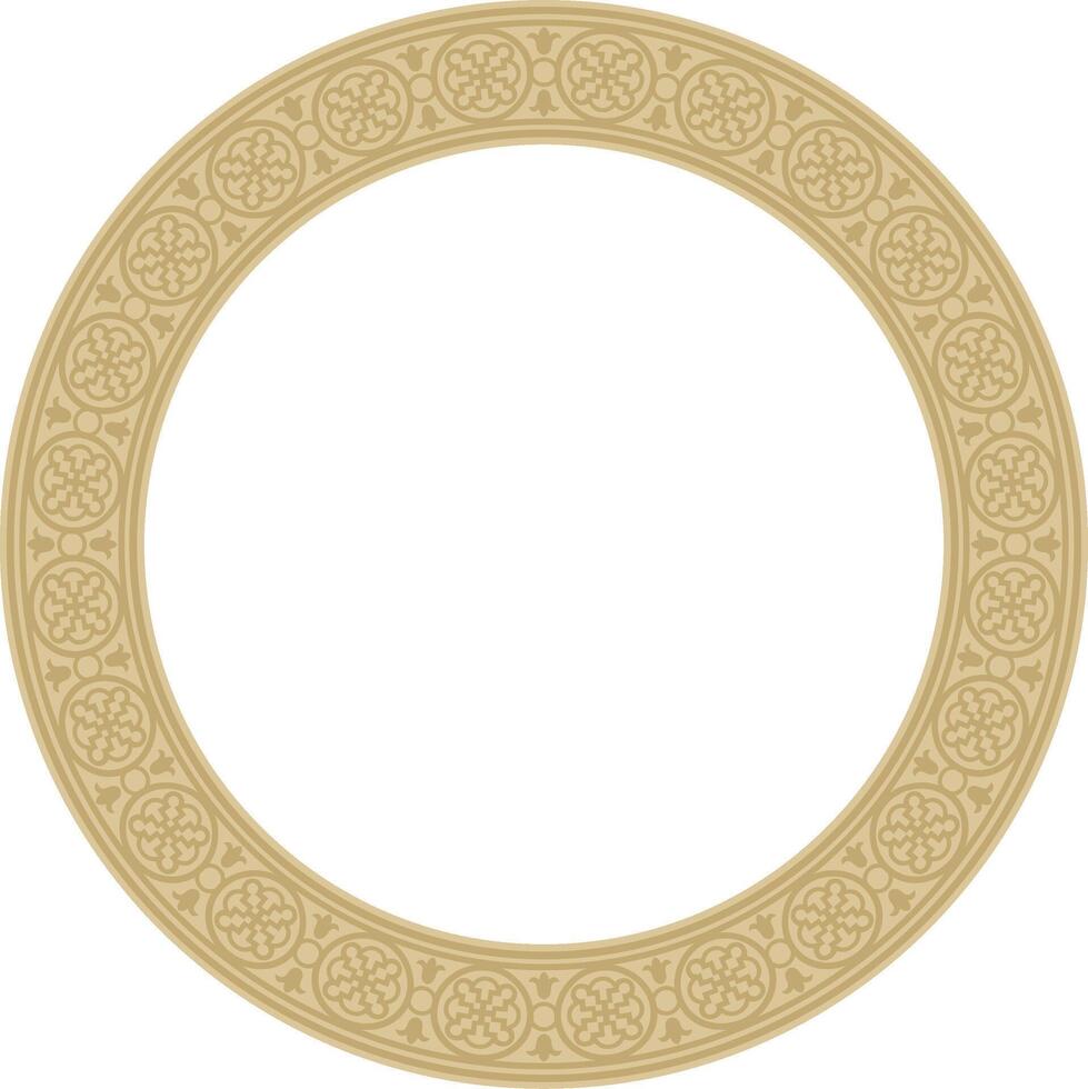 round European gold ornament. Endless pattern, circle, ring of the Middle Ages. Revival border. Decorations of palaces and church vector
