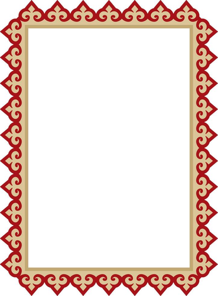 gold with red square Kazakh national ornament. Ethnic pattern of peoples of Great Steppe vector