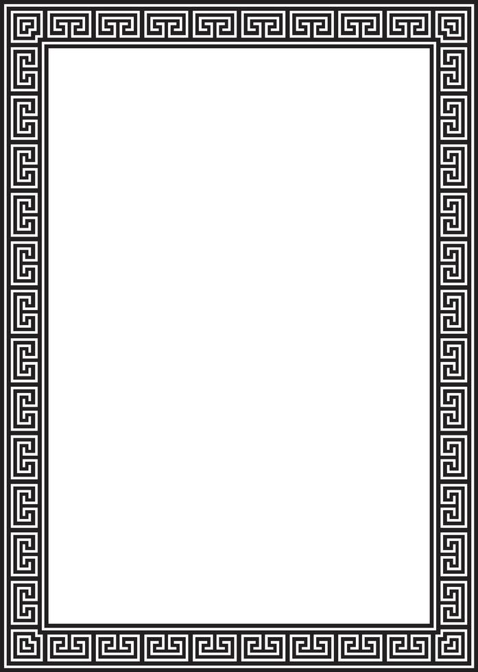 black monochrome classic Greek square ornament. Rectangle of Ancient Greece and Roman Empire. Byzantine painting of walls, floors and ceilings. Decor of European palaces vector