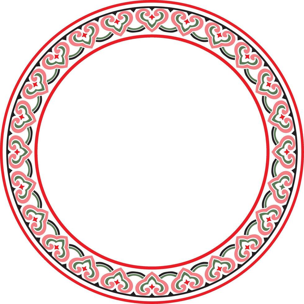 colorful Chinese circle, ring, frame. Round ornaments of oriental peoples, korea, taiwan, china, hong kong, vector
