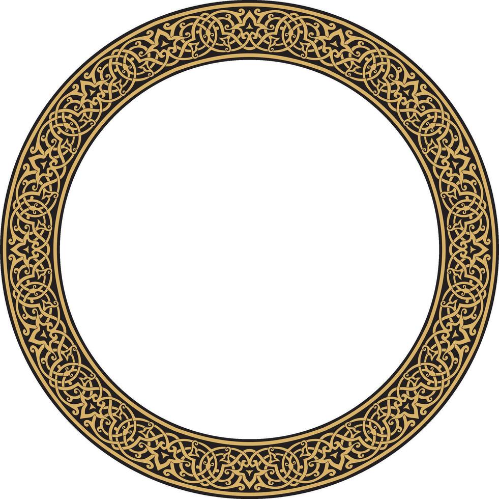 golden round oriental ornament. Arabic patterned circle of Iran, Iraq, Syria vector