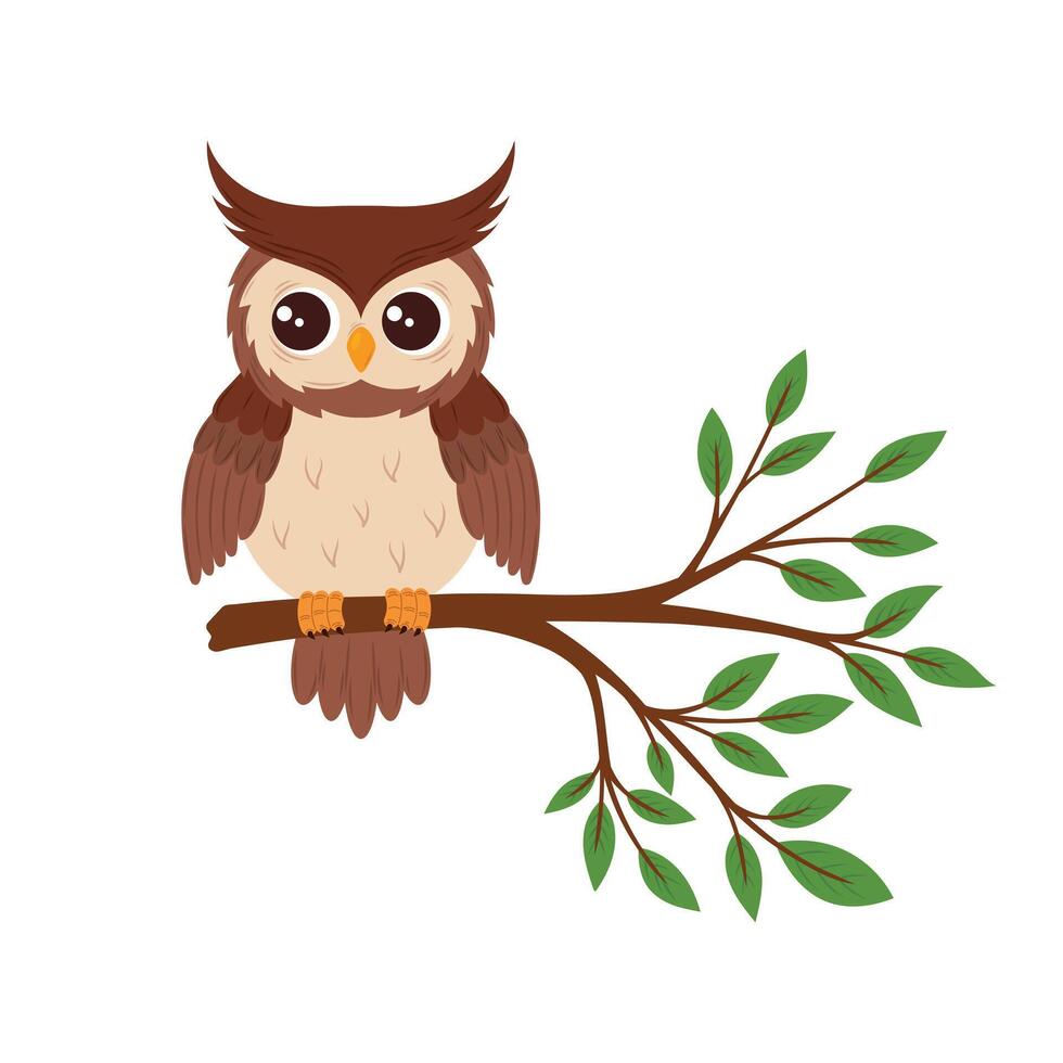 Cute owl in flat style vector