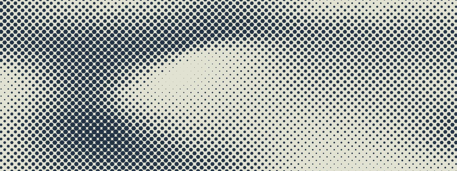 Faded honeycomb background with black hex shapes on old paper tone. Abstract halftone pattern in vintage retro style. Seamless graphic with subtle texture. vector