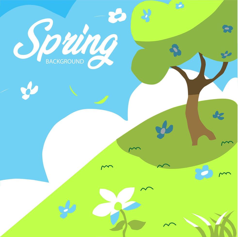 Spring Season Background Illustration, Cartoon Clipart vector