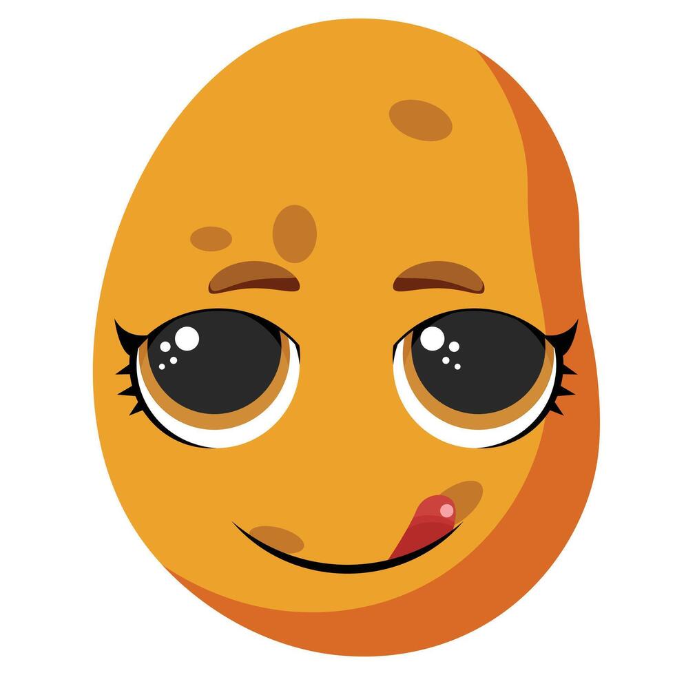 Smiling potato with big shiny eyes and tongue out perfect for food packaging, childrens books, or fun culinary designs vector